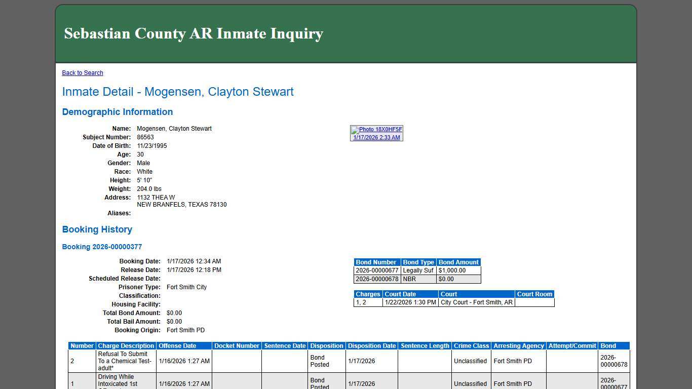Inmate Detail - Mogensen, Clayton Stewart
